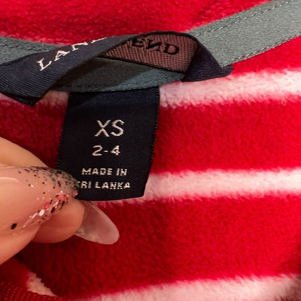 Lands’ End Women’s Red and White Striped Quarter Zip Fleece Sweatshirt Size XS - Picture 2 of 5